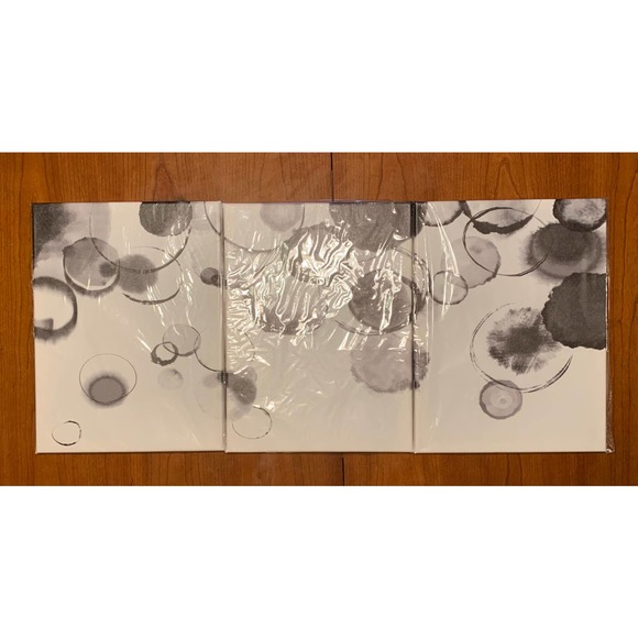 3 Piece Black and White Bubble Picture Print, modern classic - Picture 4 of 7